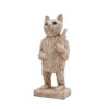 Hand-Carved Musician Cat Wooden Statue – Anthropomorphic Feline Decor
