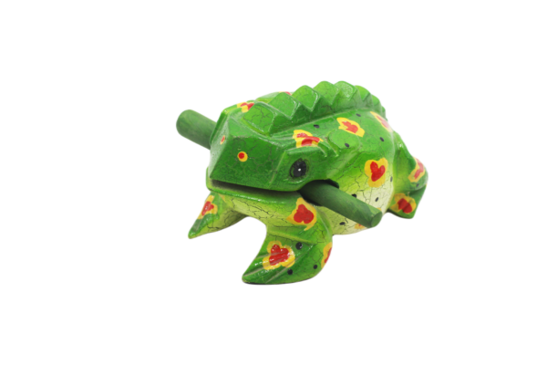 Percussion Guiro Wooden Frog Figurine – Acoustic Croaking Desk Rasp