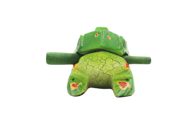 Percussion Guiro Wooden Frog Figurine – Acoustic Croaking Desk Rasp