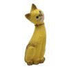 Curious Gold Wooden Cat Figurine – Slender Tilted-Head Accent