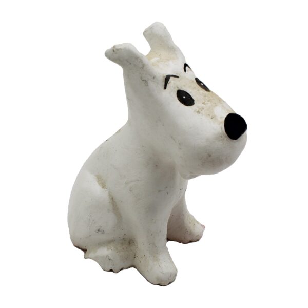 Hand-Carved Matte White Terrier Dog Figurine – Solid Wood Minimalist Statue