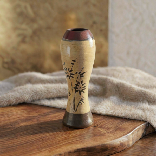 Handcrafted Porcelain Botanical Hourglass Flower Vase