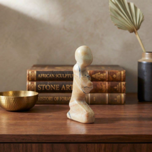 AFC0555-1 Abstract Kneeling Thinking Man Sculpture – Minimalist Earth-Tone Art Figurine (6 Inch)