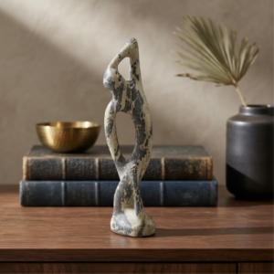 AFC0585 Abstract Interlocking Lovers Figurine – Modern Openwork Unity Sculpture (8 Inch)