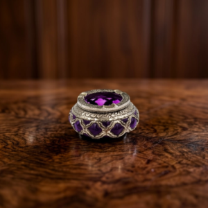 Amethyst Glass Incense & Ash Censer – Lattice Metal Lattice Bowl