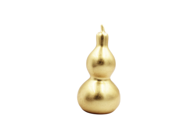 Golden Calabash Gourd Tabletop Sculpture – Gold Leaf Feng Shui Wu Lou Accent (27 cm)