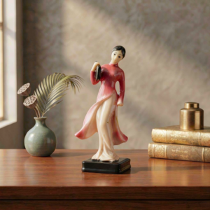 VM476 Standing Lady in Flowing Tunic Figurine – Traditional Robe Folk Art Statue