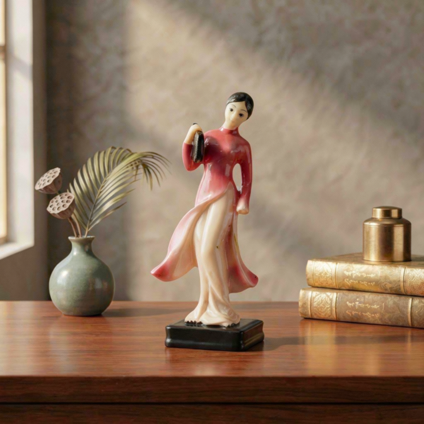 Standing Lady in Flowing Tunic Figurine – Traditional Robe Folk Art Statue