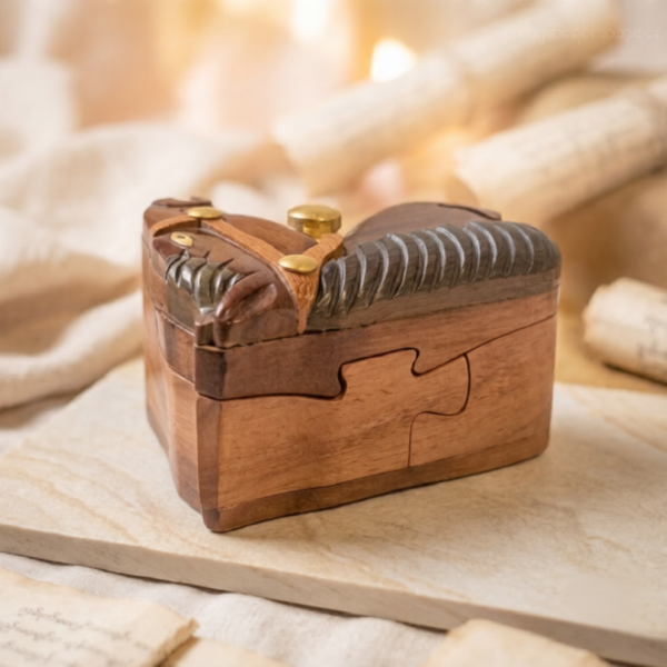 Horse Head Wooden Puzzle Box – Equestrian Secret Stash Desk Accent