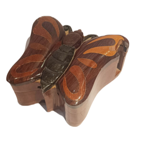 Handcrafted Butterfly Wooden Puzzle Box – Mechanical Secret Compartment Brain Teaser