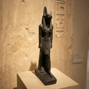 Anubis Jackal God Clay Statue – Egyptian Guardian Deity Plinth Figurine