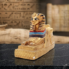Golden Pharaoh Sphinx Porcelain Figurine – Ancient Guardian Tabletop Accent
