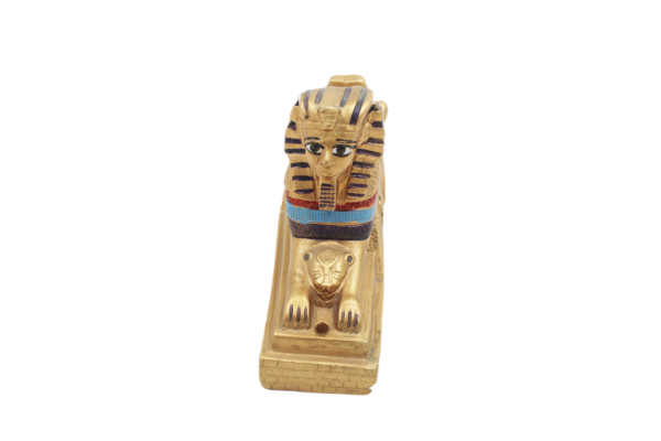Golden Pharaoh Sphinx Porcelain Figurine – Ancient Guardian Tabletop Accent