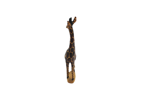 Standing Giraffe Wood Carving – Safari Animal Figurine with Base (8 Inch)