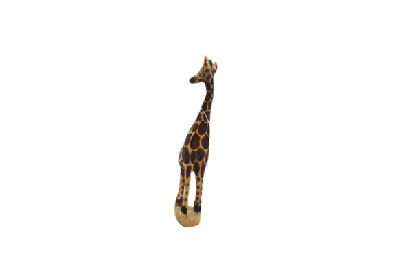 Standing Giraffe Wood Carving – Safari Animal Figurine with Base (8 Inch)
