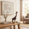 Standing Giraffe Wood Carving – Safari Animal Figurine with Base (8 Inch)