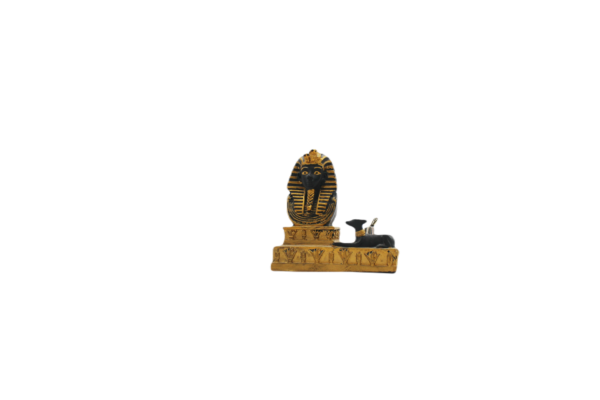 Pharaoh Death Mask & Anubis Desk Pen Stand – Ancient Guardian Desktop Organizer (7×7 cm)