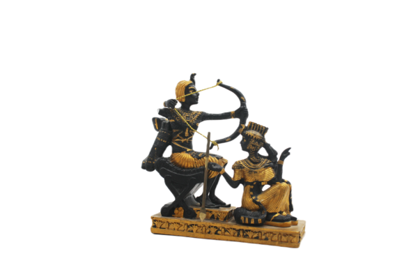 Royal Archer & Queen Tabletop Figurine – Ancient Dynastic Hunt Scene Sculpture (Small)