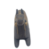 Hand-Carved Wooden Sitting Camel Sculpture with Embossed Brass Inlay – Resting Desert Dromedary Figurine
