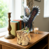 Handmade Wooden Eagle with Outstretched Wings on Natural Timber Base (40 cm)
