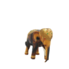 Mirrored Glass Inlay Wood Elephant Statuette – Petite Ceremonial Tusker Accent (11 cm)
