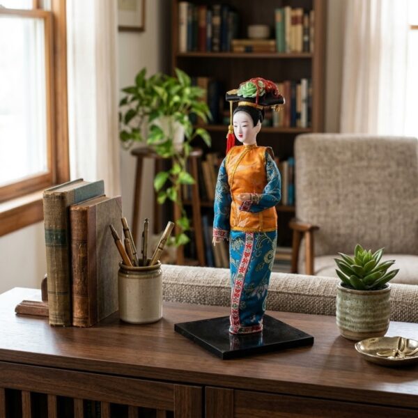 Silk Brocade Standing Courtesan Figurine – Classical Opera Costume Doll (12 Inch)