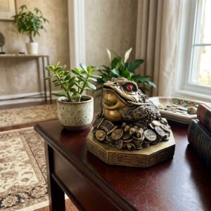Prosperity Jin Chan Money Toad Figurine – Auspicious Wealth Amphibian Sculpture (27×30 cm)