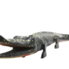 Articulated Timber Crocodile Figurine with Stippled Patina – Flexible Reptile Tabletop Sculpture (60×10 cm)
