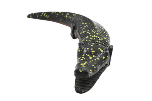 Articulated Timber Crocodile Figurine with Stippled Patina – Flexible Reptile Tabletop Sculpture (60×10 cm)