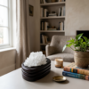 Natural White Mineral Crystal Cluster on Oval Tiered Display Plinth – Tabletop Specimen Decor