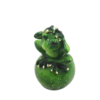 Perched Emerald Tree Frog on Speckled Orb Base – Whimsical Amphibian Tabletop Sculpture