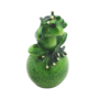 Perched Emerald Tree Frog on Speckled Orb Base – Whimsical Amphibian Tabletop Sculpture