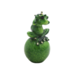 Perched Emerald Tree Frog on Speckled Orb Base – Whimsical Amphibian Tabletop Sculpture