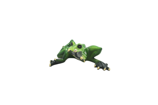 Gloss Emerald Tree Frog Figurine with Gilt Webbed Feet – Playful Amphibian Tabletop Accent