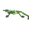 Elongated Sprawling Tree Frog Figurine with Gilt Webbed Feet – Low-Profile Amphibian Tabletop Sculpture