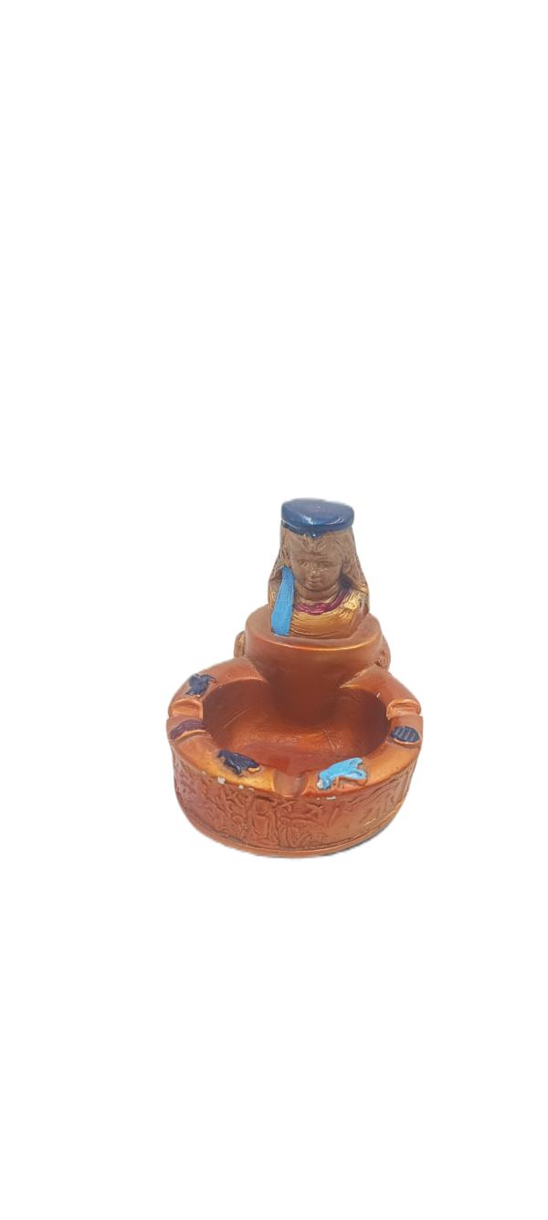 Ceramic Pharaonic Figurine Ashtray & Catchall Dish – Ancient Relic Tabletop Vessel (8×12 cm)