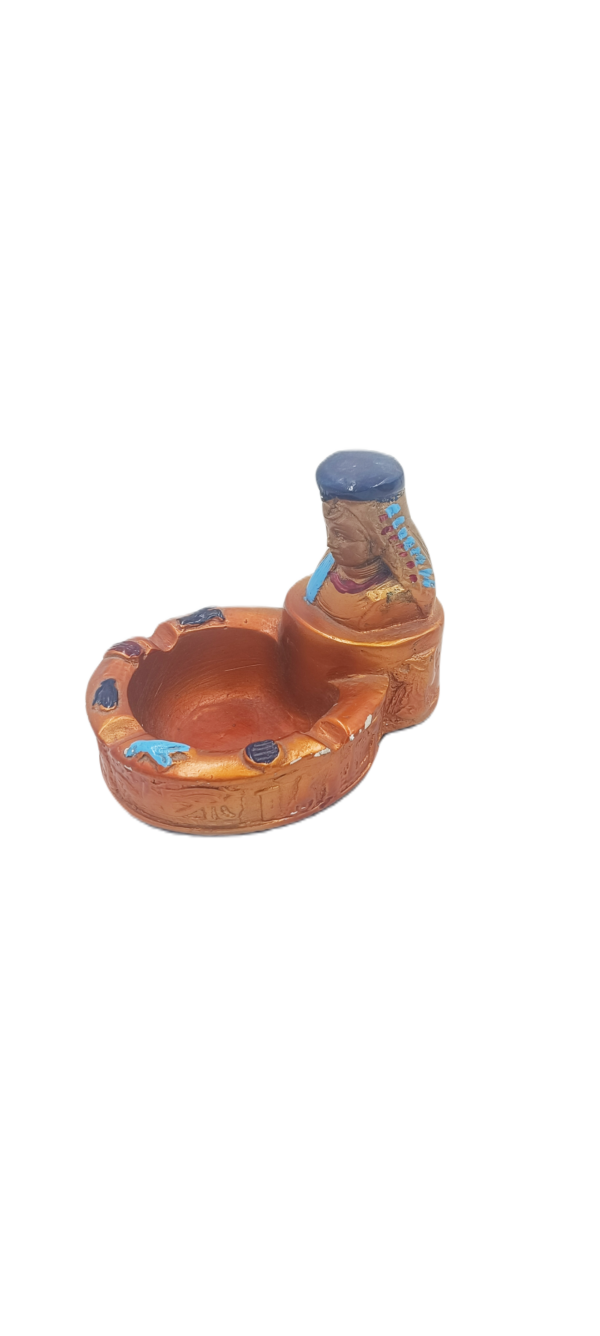 Ceramic Pharaonic Figurine Ashtray & Catchall Dish – Ancient Relic Tabletop Vessel (8×12 cm)
