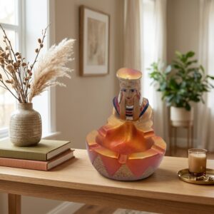Pyramid Relief Queen Bust Ceramic Ashtray – Sovereign Catchall Valet Basin (10×14 cm)