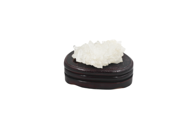 Natural White Mineral Crystal Cluster on Oval Tiered Display Plinth – Tabletop Specimen Decor